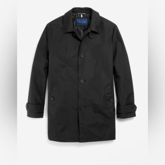 NWT Cole Haan Men's Black Stand Collar Rain Jacket Sz Small - Picture 1 of 2